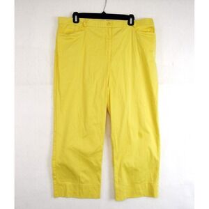 Tribal Capri Pants Yellow Button Hem Women's Size 14